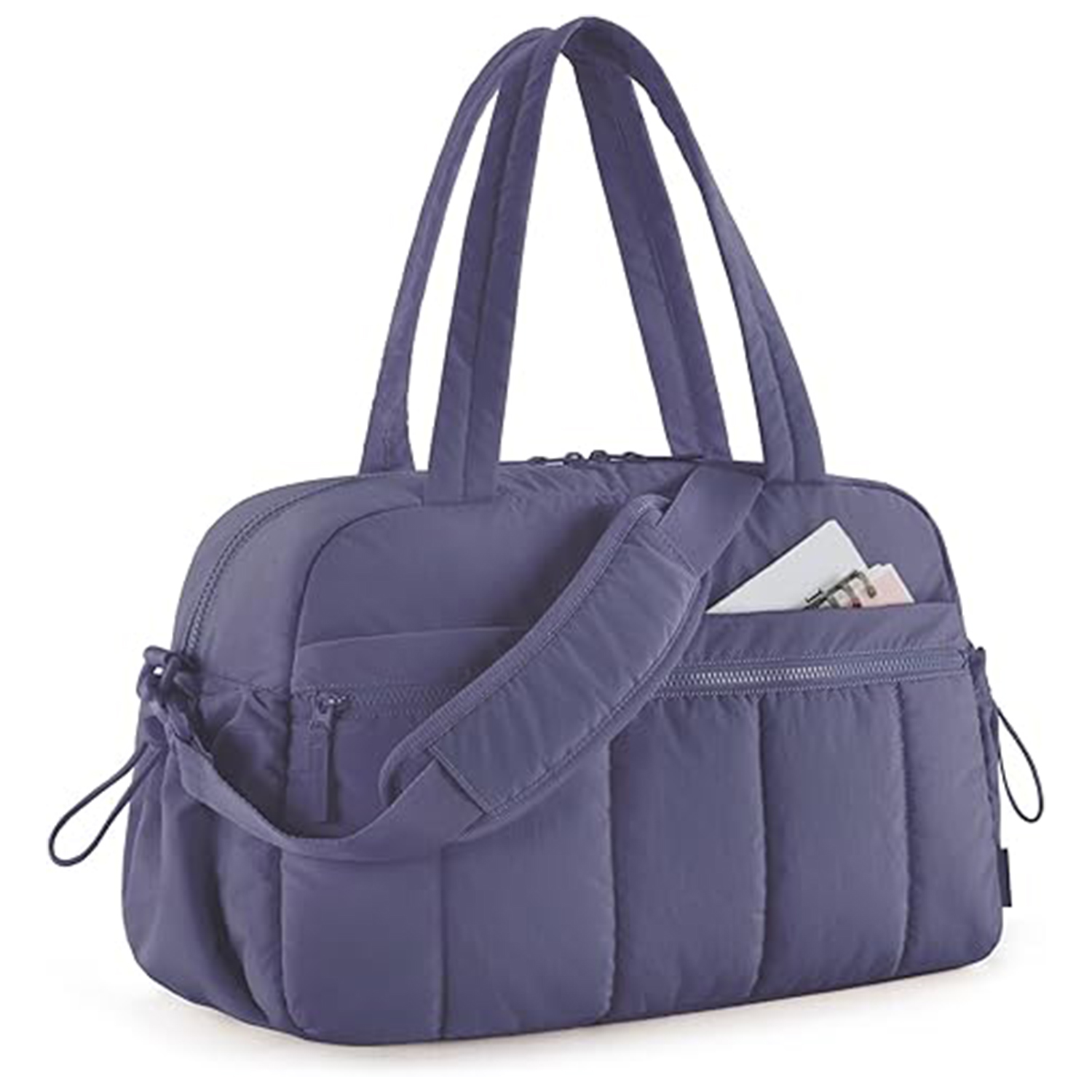 Purple Quilted Shoulder Travel Bag